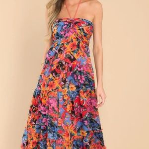 Olivaceous Black Floral Print Maxi